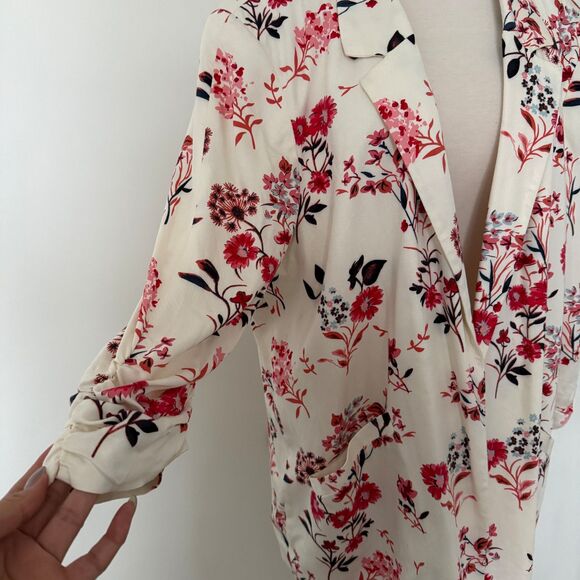 Worthington Sasha Floral Blazer 3/4 Ruched Sleeve Light Shoulder Pad Office XXL - Picture 4 of 11